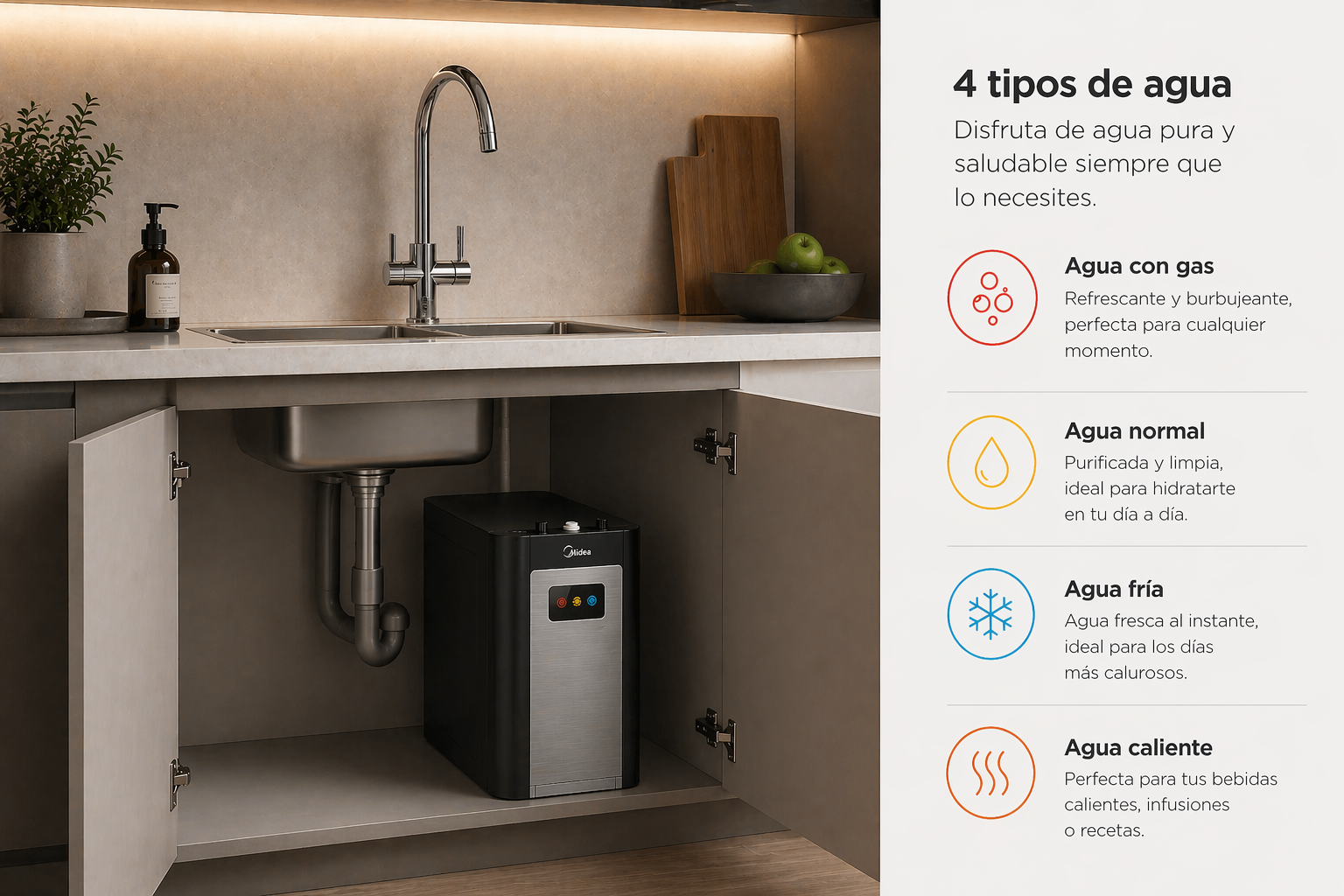 Midea MI0042 TIPOS DE AGUA