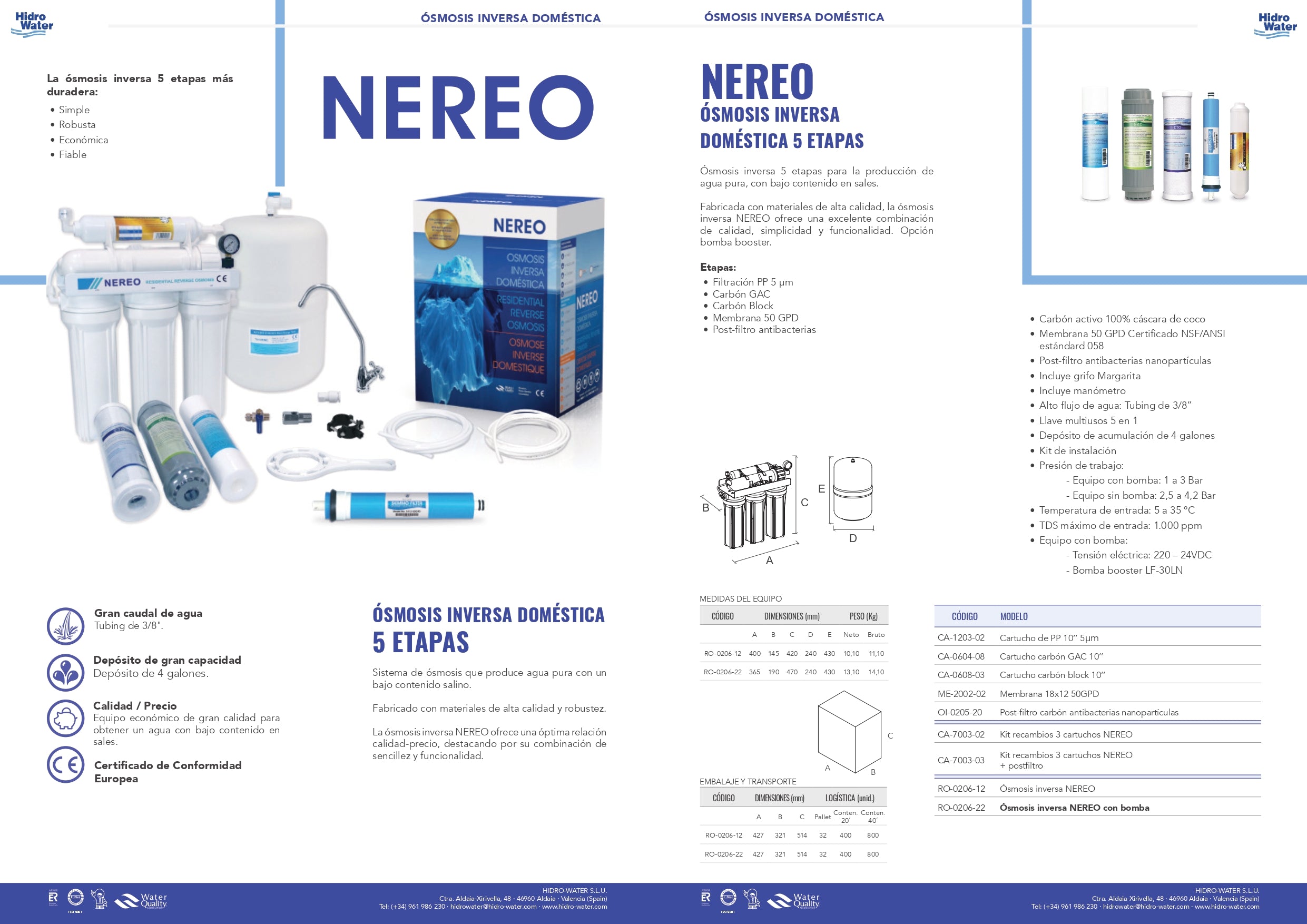 Hidro Water Ósmosis Inversa Nereo 5 Etapas
