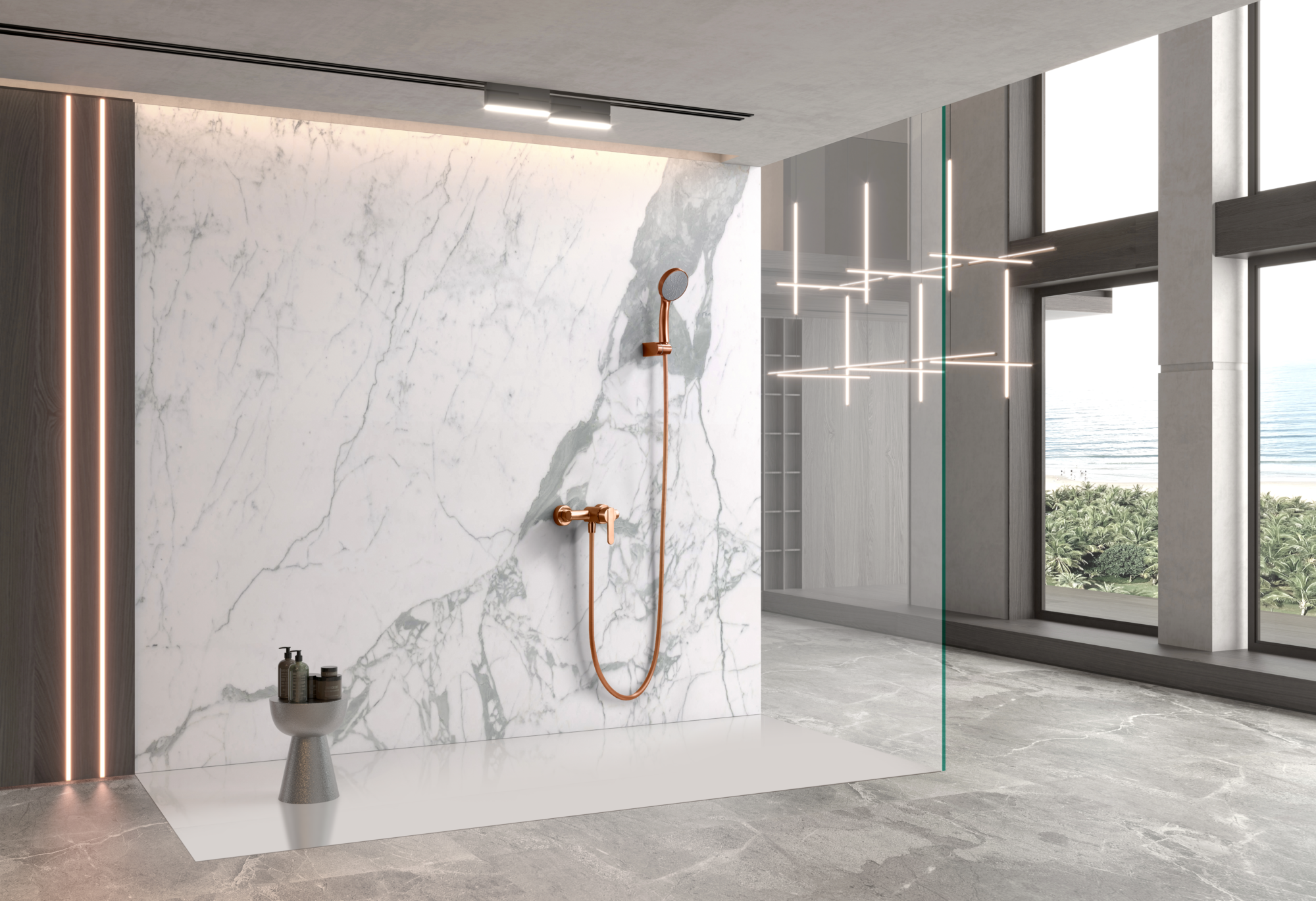 Conjunto de Ducha Monomando IMEX ROMA BDR001-5ORC Oro Rosa Cepillado