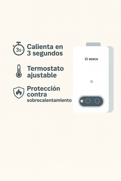 Calentador de Agua a Gas Bosch Therm 4000 T4004 | 10 L/min, Atmosférico, Butano/Natural