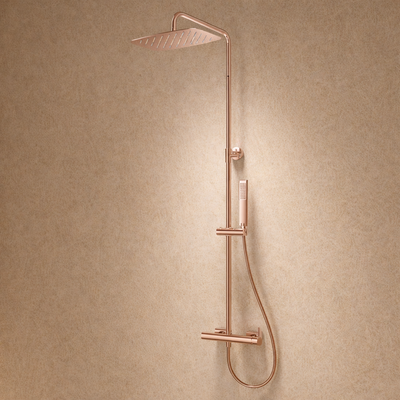 columna de ducha baño monomando IMEX Toscana BDT064 oro rosa cepillado
