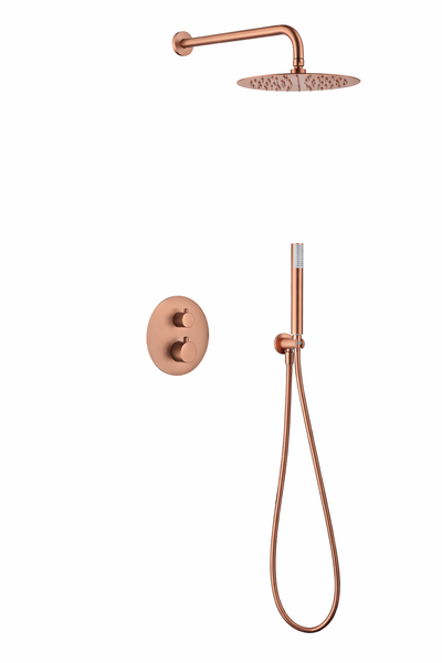 Sistema de Ducha Termostático IMEX Monza GTM039ORC Oro Rosa Cepillado Ø25 cm