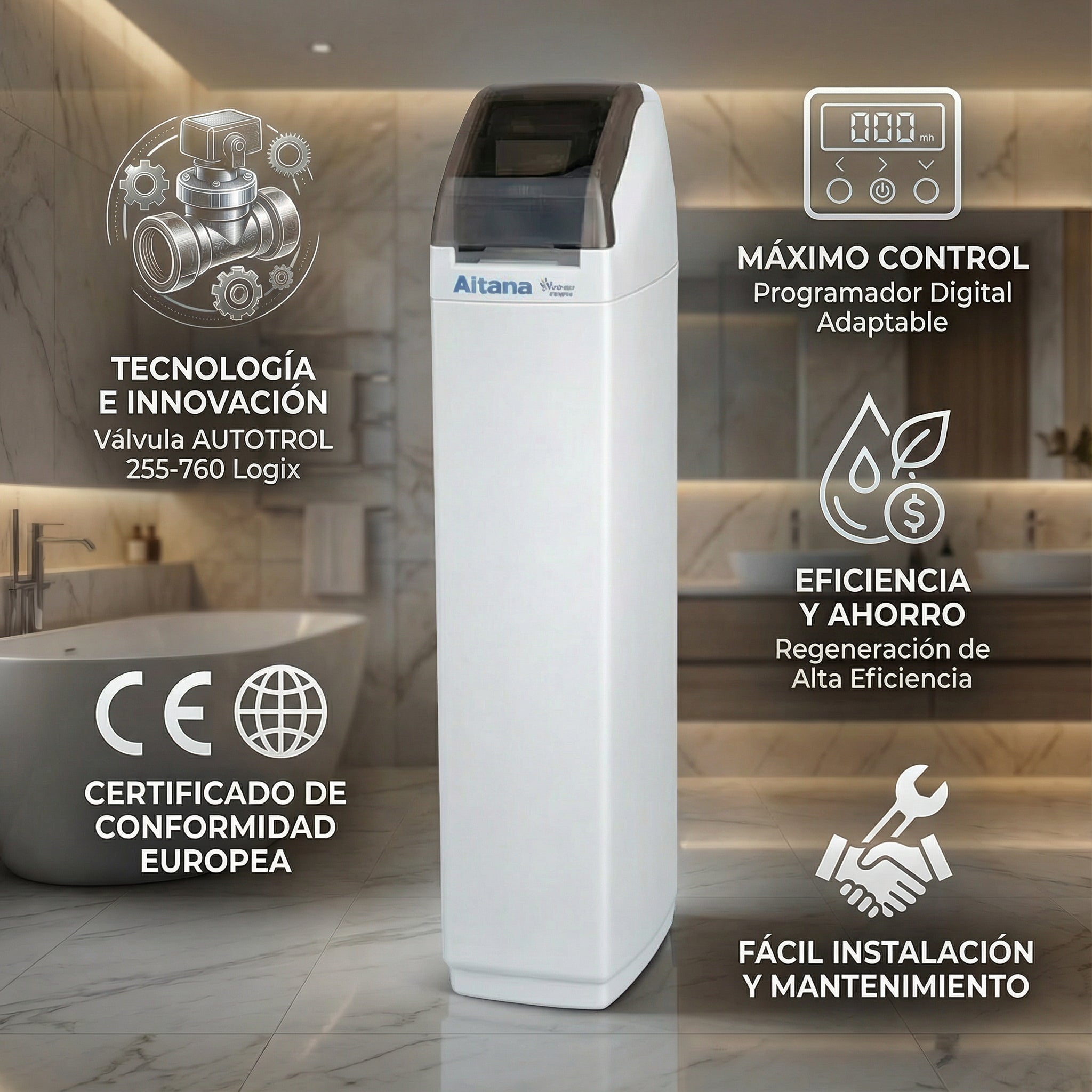 Descalcificador de Agua Hidrowater Aitana 30L | Logix 255/760 ED-0205-05