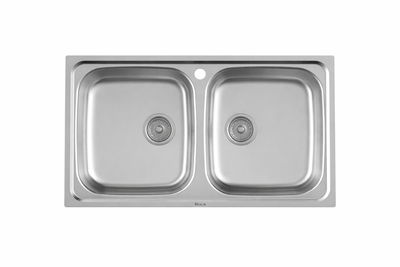 Fregadero Roca Victoria 90 2 cubetas acero inoxidable sobre encimera