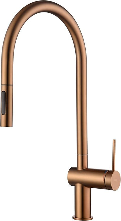 Grifo cocina extraíble IMEX Berna GCE026 oro rosa cepillado 360°