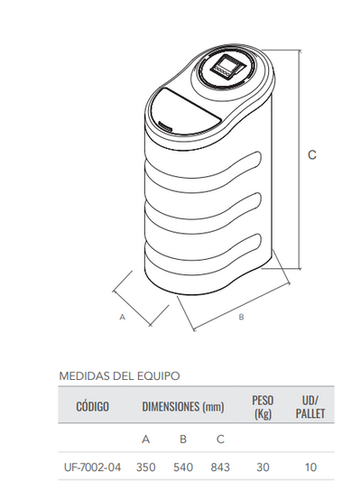 medidas descalcificador seda