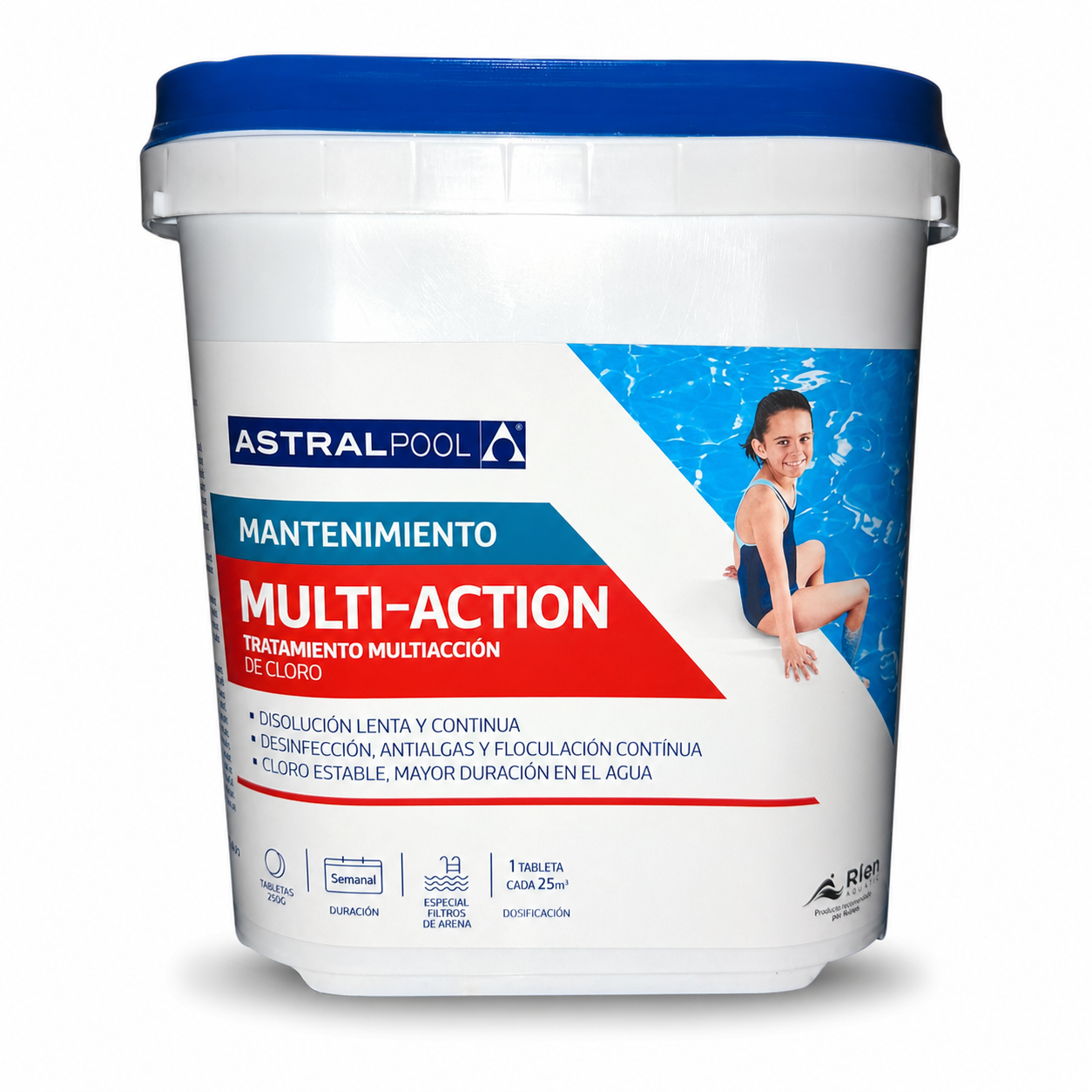 Cloro multiacción Astralpool 5 kg pastillas 250 g para mantenimiento de piscina