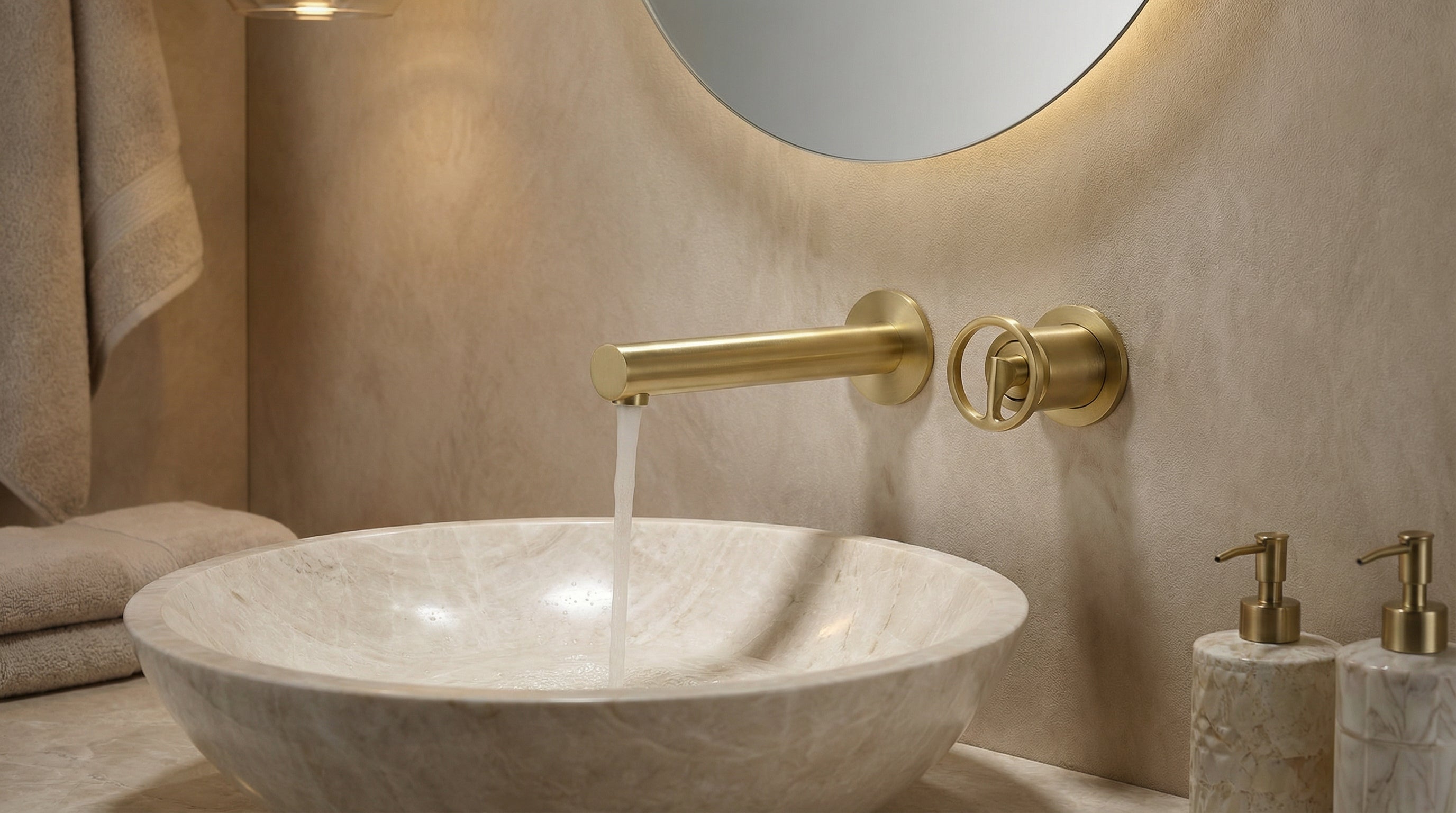 Grifo Lavabo Empotrado IMEX Olimpo GLC033/OC Oro Cepillado